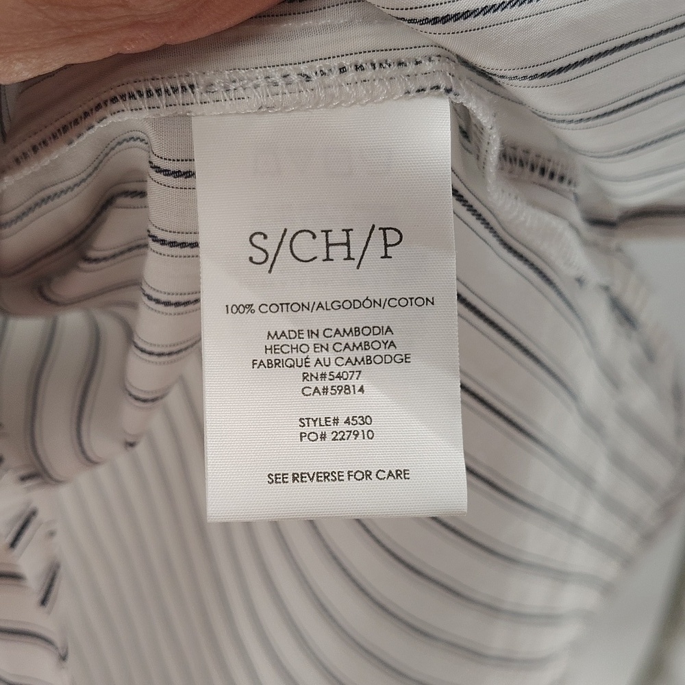 CABI Linear Button Up Blouse 4530 White with Black Stripes Size S - Picture 7 of 9